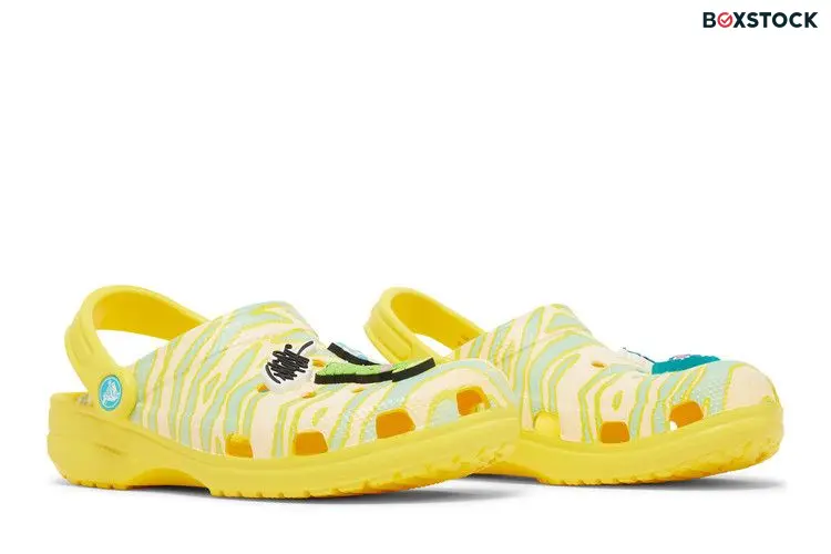 Crocs Ron English x Classic Clog Kids 'Party Animals - Zebra Lemon' Yellow