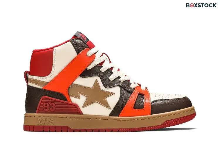 A Bathing Ape Bape Sta 93 Hi Red Orange Light Sand