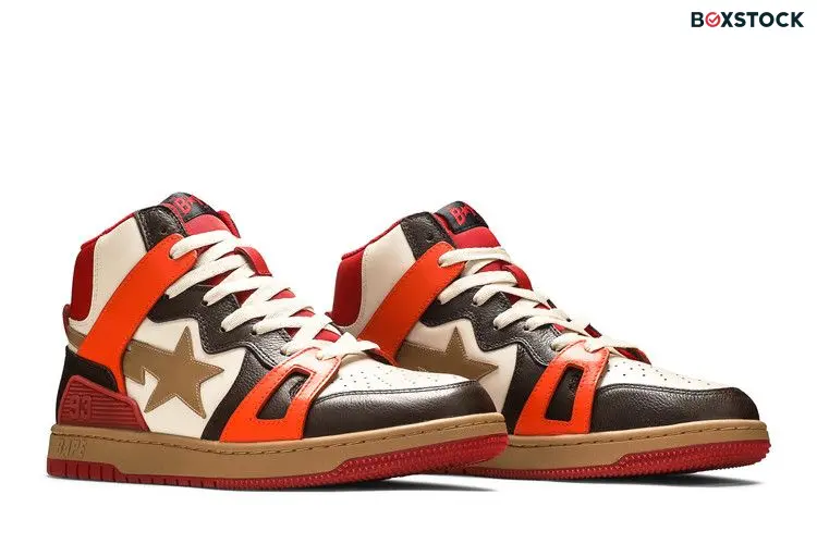A Bathing Ape Bape Sta 93 Hi Red Orange Light Sand