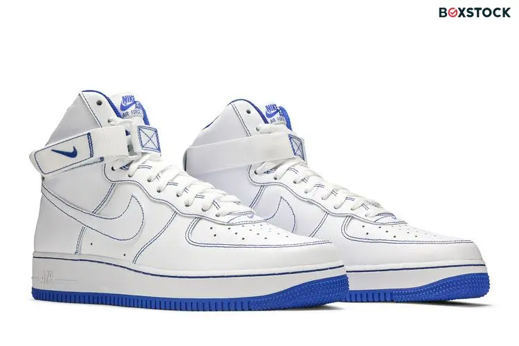 Nike Air Force 1 High White Royal Blue Contrast Stitch