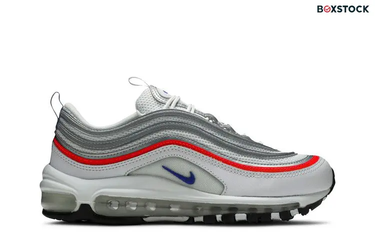 Nike Air Max 97 Metallic Silver Flash Crimson Racer Blue (Women's)