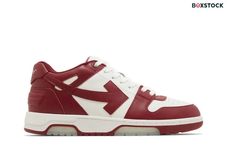 OFF-WHITE Out Of Office OOO Low Tops Burgundy White
