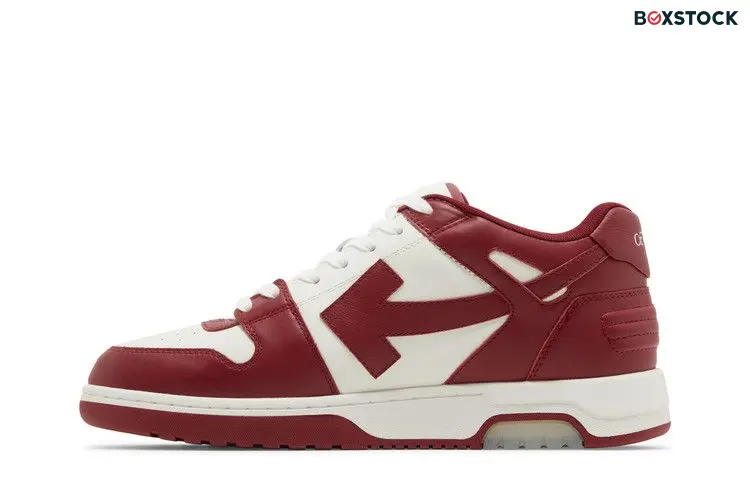 OFF-WHITE Out Of Office OOO Low Tops Burgundy White
