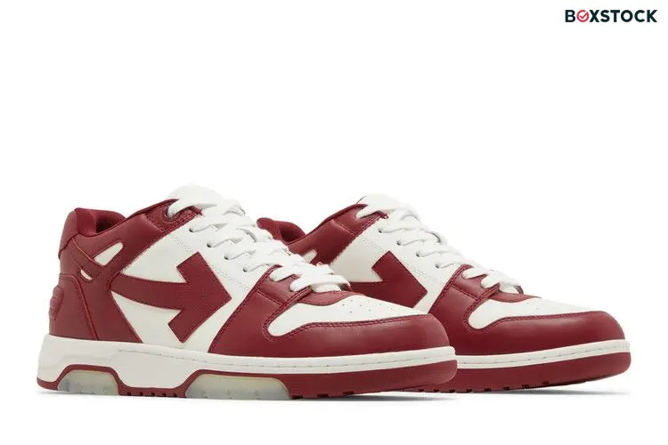 OFF-WHITE Out Of Office OOO Low Tops Burgundy White