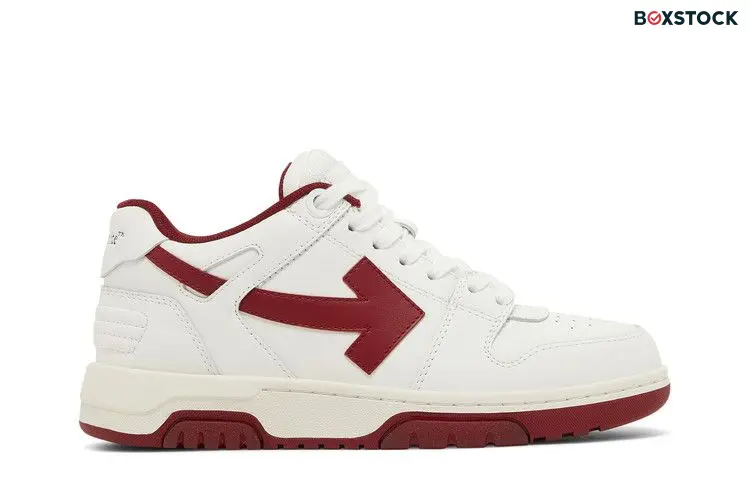 OFF-WHITE Out Of Office OOO Low Tops White Burgundy (Women's)